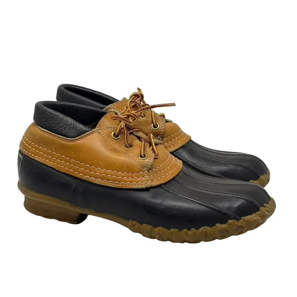 VINTAGE L.L. Bean Boots Rubber Moc Duck Shoes Brown Slip On size 7